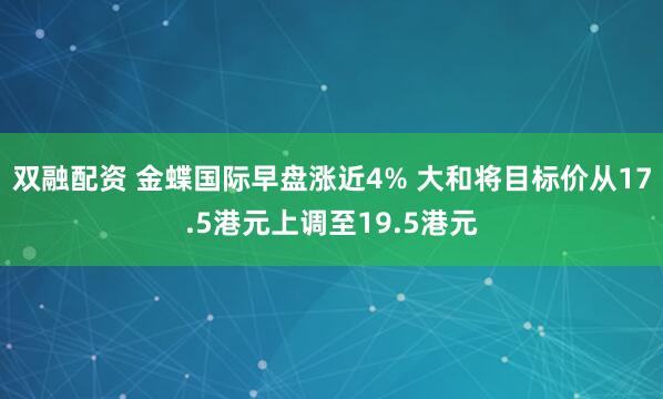 双融配资 金蝶国际早盘涨近4% 大和将目标价从17.5港元上调至19.5港元